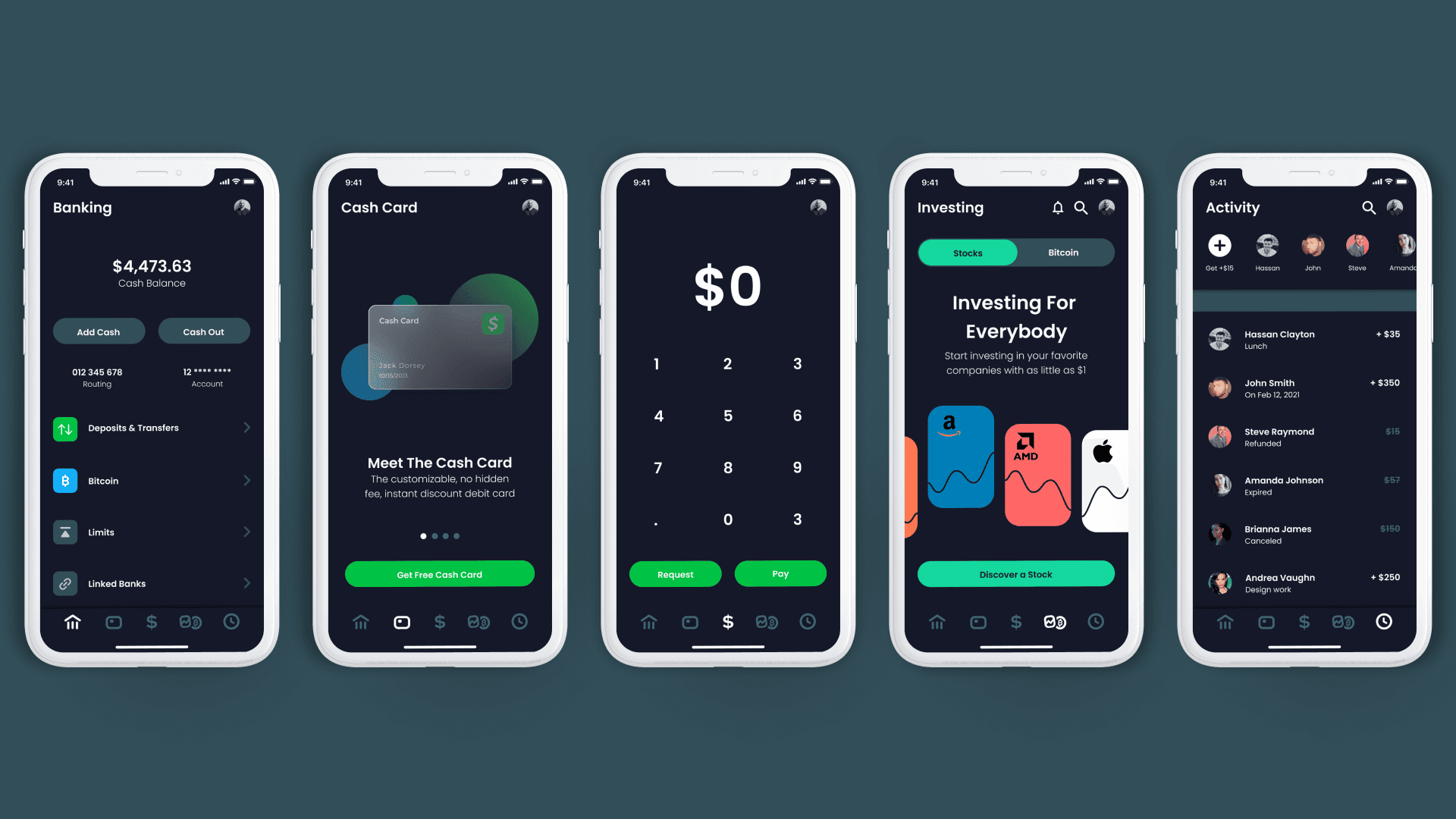 Cash App high-fidelity mockups
